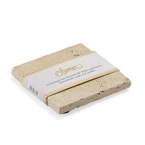 ottoman Travertin Unterstezter Seifenablage Dekostein 10x10cm Naturstein unbehandelt (Light) von ottoman