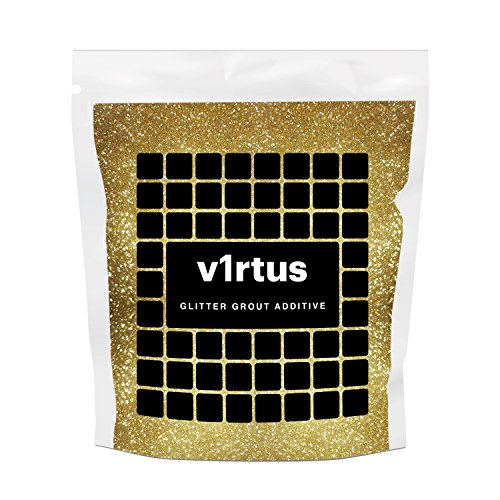 v1rtus Mörtel-Zusatzstoff, Glitzer-Fliesen in Gold, 100 g, für Feuchtraum, Badezimmer, Küche, glitzerndes Finish, einfach zu verwenden, hinzufügen/mischen mit Epoxidharz oder Zement-basiertem Mörtel, hitzebeständig, farbecht, nicht-rostend von v1rtus