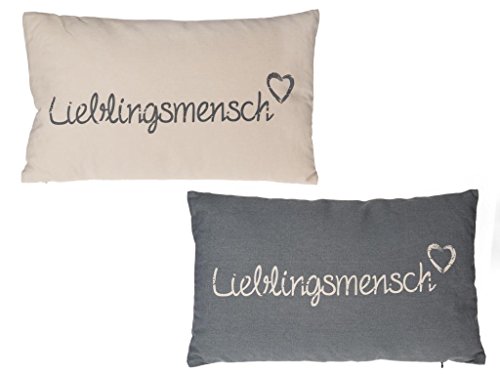wunderschönes, Baumwolle, 2 teiliges Dekokissen - Set Lieblingsmensch - Beige & grau wunderschönes, Baumwolle, 2 teiliges Dekokissen - Set Lieblingsmensch - Beige & grau von Unbekannt
