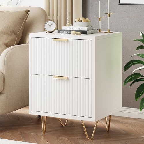 UnboxGermany Nachttisch mit gewellten Schubladen, praktischer Stauraum, langlebige Metallschubladen, modernes Design, weiß, 2 Stück UnboxGermany Nachttisch mit gewellten Schubladen, praktischer Stauraum, langlebige Metallschubladen, modernes Design, weiß, 2 Stück von UnboxGermany