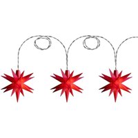 Sternenkette 18 Zacken rot 8 cm, 3 Sterne, Batteriefach innen/außen Sternenkette 18 Zacken rot 8 cm, 3 Sterne, Batteriefach innen/außen von Unbranded