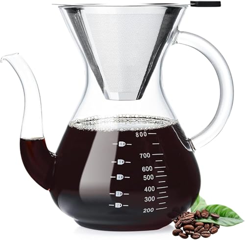 Unbreakable - Handkaffeezubereiter aus Glas – 1000ml Pour Over Coffee Maker mit Doppel-Edelstahlfilter, Borosilikat Karaffe für Filterkaffee, Tropffrei & Herdgeeignet von Unbreakable