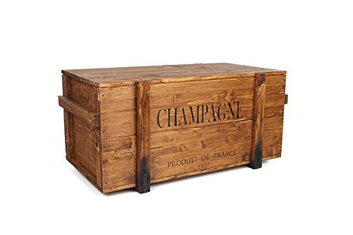Uncle Joe´s Truhe Holzkiste Champagne, 85 x 45 x 46 cm, Holz, Hellbraun, Vintage, Shabby chic Couchtisch, braun, 85x45x46 cm von Uncle Joe´s