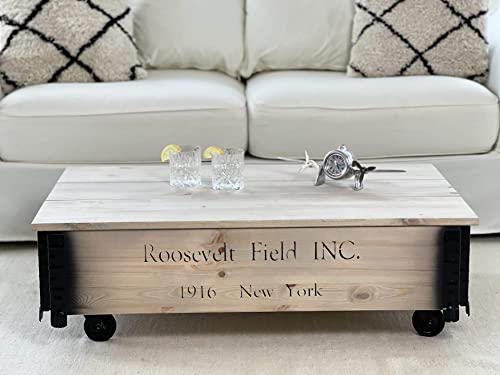 Uncle Joe´s Couchtisch Roosevelt Truhentisch Truhe im Vintage Shabby chic Style aus Massiv-Holz in grau mit Stauraum und Deckel Holzkiste Beistelltisch Landhaus Wohnzimmertisch Holztisch von Uncle Joe´s