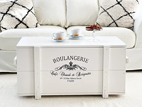 Uncle Joe´s Truhe Boulangerie Couchtisch Truhentisch im Vintage Shabby chic Style aus Massiv-Holz in Weiss mit Stauraum und Deckel Holzkiste Beistelltisch Landhaus Wohnzimmertisch Holztisch weiß von Uncle Joe´s