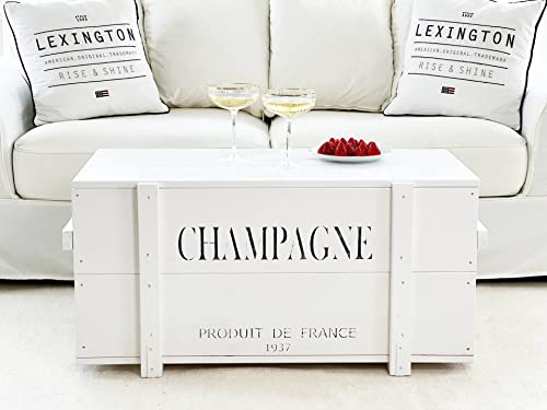 Uncle Joe´s Truhe Champagne Couchtisch Truhentisch im Vintage Shabby chic Style aus Massiv-Holz in Weiss mit Stauraum und Deckel Holzkiste Beistelltisch Landhaus Wohnzimmertisch Holztisch weiß von Uncle Joe´s