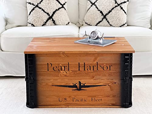 Uncle Joe´s Truhe Pearl Harbor Couchtisch Truhentisch im Vintage Shabby chic Style aus Massiv-Holz in braun mit Stauraum und Deckel Holzkiste Beistelltisch Landhaus Wohnzimmertisch Holztisch von Uncle Joe´s