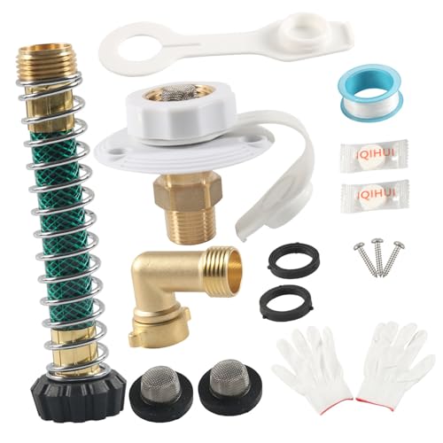 Campers Wassereinlass Messing Rückschlagventile Kits 1,9 cm Anti-Rückfluss Adapter mit 60PSI Schlauch für Marine Süßwassersysteme Wassereinlassflansch von UncleS