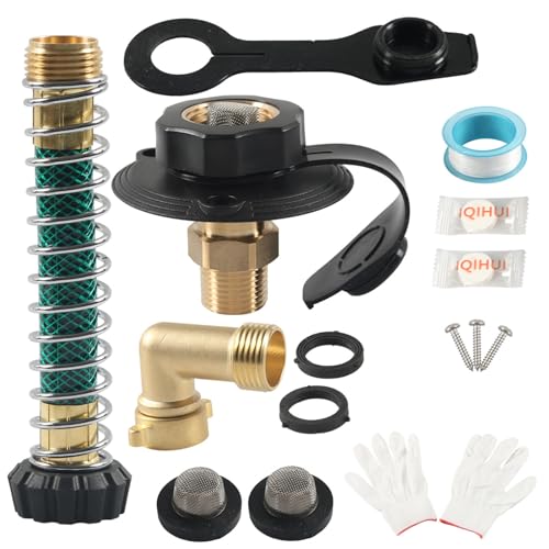 Campers Wassereinlass Messing Rückschlagventile Kits 1,9 cm Anti-Rückfluss Adapter mit 60PSI Schlauch für Marine Süßwassersysteme Wassereinlassflansch von UncleS