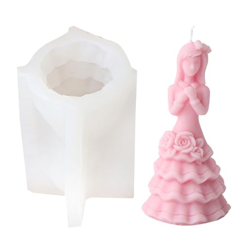 Flexible Silikonform Handgefertigt Duft Kerze Schimmel Blumenkleid Mädchen Aromatherapys Juwelier Wohndekorationen Blumenkleid Mädchen Kerze von UncleS
