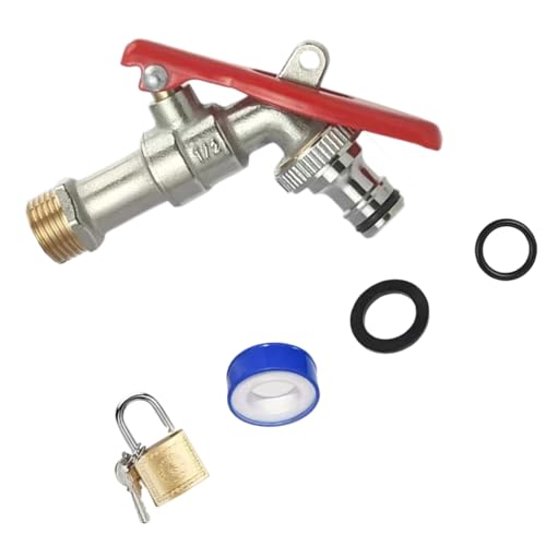 Gesperrter Wasserhahn für den Außenbereich, Gartenschlauch, Wasserhahn-Adapter, verdicktes Messing, für den Außenbereich, Garten, hält hohe Durchflüsse gesperrt von UncleS