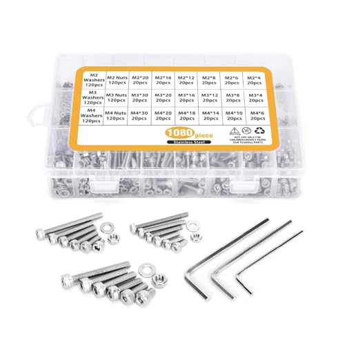Multifunktion 1080pcs Stahl Sechskant Antriebsknopf Kopfschraube Nuss Waschmaschine Sechseckhöhe Kopfkappenschrauben Und Nuss Set Flacher Unterlegscheiben Sortierter Multifunktion 1080pcs Stahl Sechskant Antriebsknopf Kopfschraube Nuss Waschmaschine Sechseckhöhe Kopfkappenschrauben Und Nuss Set Flacher Unterlegscheiben Sortierter von UncleS