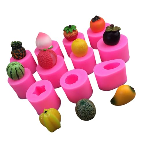 Set mit 11 lebensmittelechten Silikonformen in Obstform für Kuchendekoration, Eiswürfelform, Dessert-Form, einfaches Herauslösen, Dessert-Formen für Partys von UncleS