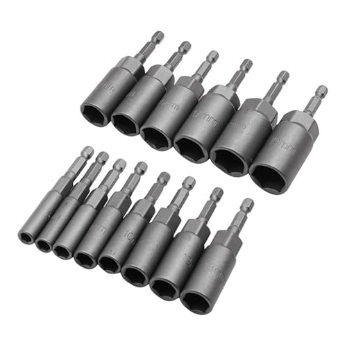 Socket Adapter 1/4-Zoll Nuss Metrik Steckdosen Sechskantweiterung Für Schraubendrehergriffe Werkzeugschlüsseladapter 6-19 Mm Langer Set von UncleS