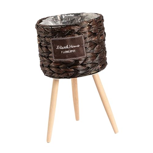 UncleS Kürbisgraspflanze Rack Blumentöpfe Halterhocker Mit 3 Holzstuhlbeinen Dekorative Innenpflanzer Lagerkorb Balkon Anlagen Ständer von UncleS