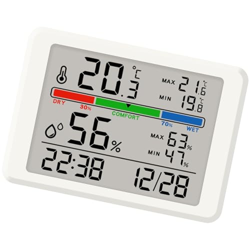 UncleS Magnetische Anziehungskraft Digitaluhr Mit Innentemperaturfeuchtigkeit Überwachung Großer Klarer LCD Display Batteriebetriebene LCD Anzeigeuhr von UncleS