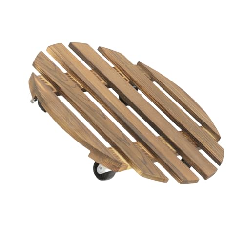 UncleS Massivholz Runde Blumentöpfe Mit Rädern Pflanzer Basis Carbonized Mobile Pflanzer Basis Für Holzpflanzenrollen In Innenräumen von UncleS