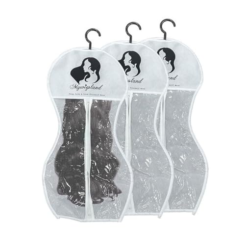 UncleS Perücken Halter Taschen mit mehreren Haken zum Aufhängen von Perücken, einfacher Zugriff, Organisationswerkzeug, Multi-Haken, Perücken-Aufbewahrungstasche, 3 Stück von UncleS