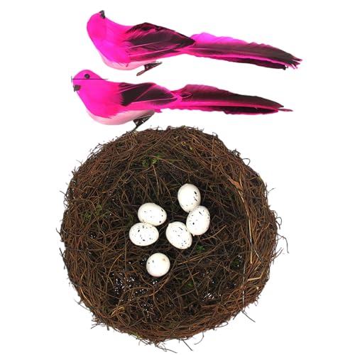 UncleS Realistischer künstlicher gewebter Vogelnest Korb mit Schaumstoff-Kükenfigur und Eiern für drinnen und draußen, Osterdekoration, Oster-Vogelnest-Dekoration UncleS Realistischer künstlicher gewebter Vogelnest Korb mit Schaumstoff-Kükenfigur und Eiern für drinnen und draußen, Osterdekoration, Oster-Vogelnest-Dekoration von UncleS