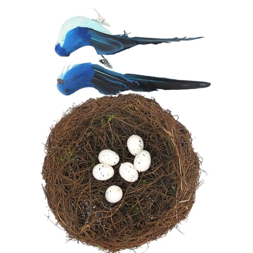 UncleS Realistischer künstlicher gewebter Vogelnest Korb mit Schaumstoff-Kükenfigur und Eiern für drinnen und draußen, Osterdekoration, Oster-Vogelnest-Dekoration UncleS Realistischer künstlicher gewebter Vogelnest Korb mit Schaumstoff-Kükenfigur und Eiern für drinnen und draußen, Osterdekoration, Oster-Vogelnest-Dekoration von UncleS