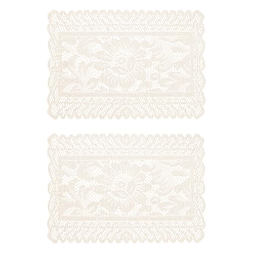 UncleS Tischschoner aus Spitze, quadratisch, Blumenmuster, robustes Polyester, für Küche, Esszimmer, einfache Reinigung, Spitzentischdecke, 2 Stück von UncleS