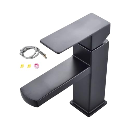Zeitgenössischer Schwarzer Badezimmer Wasserhahn Quadratischer Eingriff Wassermischer Tap Corrosions Beständiges Finish Für Waschbecken Moderner Quadratischer Becken Wasserhahn von UncleS