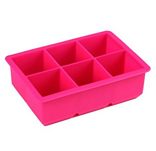 Kitchen Silikon eiswürfel form, eiswürfelbereiter- silikonform für 6 XXL ice cube - silicon molds pba frei- 100% Lebensmittelqualität Silikon, Spülmaschine Eiswürfelbereiter (Rosarot) von Uncoal