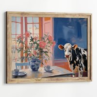 Cottagecore Bauernhaus Kuh Küche Kunstdruck, Rustikales Rinder-Wandbild, Landhausküche Dekoration, Rustikale Kuh-Küchenwandkunst von UncoloredX12