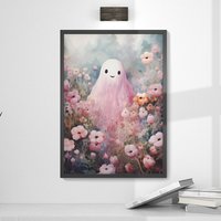 Süßer Geist Rosa Blumen Gemälde, Cottagecore Wildblumen Kunstdruck, Dark Academia, Süße Kinderzimmer Poster Wohnkultur von UncoloredX12