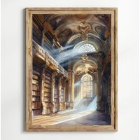 Vintage-Bibliotheksposter, Dark Academia Library Reading, Buchliebhaber-Geschenk, Antike Wandkunst, Retro-Buchliebhaber-Kunst, Bibliothekskunst von UncoloredX12