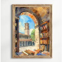 Vintage Bibliothek Poster, Dark Academia Lesung, Buch-Liebhaber Geschenk, Antike Wandkunst, Retro Kunst, Geschenkidee von UncoloredX12