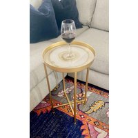 Luxus Minimal Cocktail Akzent Martini Trink Tisch, Gold & Weiß Geode Harz Abnehmbare Tablett Oberseite. Alle Farben Verfügbar von UncommonArtDecor