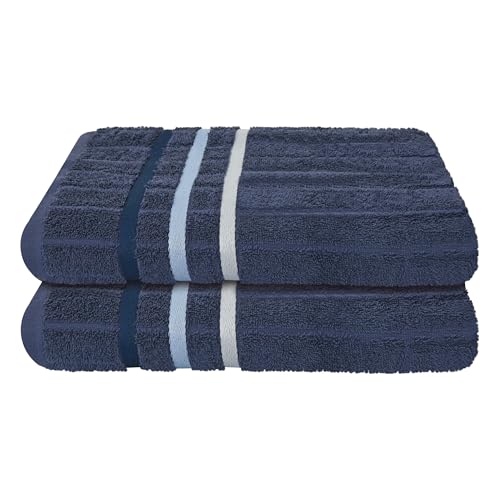 Uncover by Schiesser Duschtuch Ohio im 2er Set | 100% Baumwolle | Oeko-TEX | Weich, saugstark, schnelltrocknend | 70x140cm | Dunkelblau von Uncover by Schiesser
