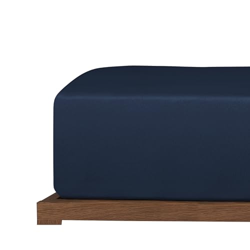 uncover by SCHIESSER Edeljersey Spannbettlaken New Jersey | 100% Baumwolle | Oeko-TEX | Matratzenhöhe bis 20cm | 100x200cm | Dunkelblau von Uncover by Schiesser