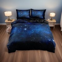 Galaxy Stars Bettwäsche Set, Nachthimmel Gedruckt Baumwolle Schwarz Blau Bettwäsche, Kissen Und Decke Set Bettbezug, Schlafzimmer Haus Geschenk von UnderSheetsShop