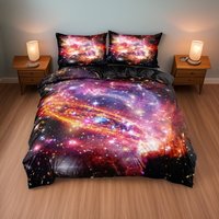 Helle Galaxie Sterne Weltraum Universum Bettwäsche Set, Gedruckte Baumwolle Supernova Bettwäsche, Kissen Und Decke Set Bettbezug, Schlafzimmer Haus von UnderSheetsShop