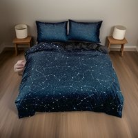 sterne Konstellation Bettwäsche Set, Nachthimmel Gedruckt Baumwolle Schwarz Blau Bettwäsche, Kissen Und Decke Set Bettbezug, Schlafzimmer Haus von UnderSheetsShop