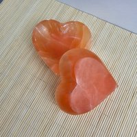 Orange Selenit Herz Schale 10 cm | Pfirsich Ladeschale Kristallhalter Kristalle von UnderSunStore