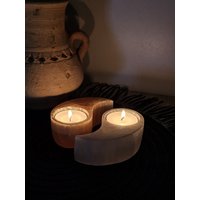 Selenit Ying Yang Teelichthalter 10-11 cm | Kristall Kerzenhalter Meditation Geschenkidee Liebhaber Geschenk Kristalldekoration von UnderSunStore