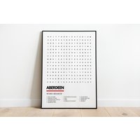 Aberdeen Schottland Wordsearch Style Qualitäts Kunstdruck Poster A4 A3 | Granite City, Pittodrie Stadium, Dee, Don, Duthie Park & Mehr von UnderdogSearch