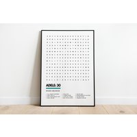 Adele 30 Album Tracklist Musik Wordsearch Kunstdruck Poster A4 A3 | Easy On Me Neue Musik Geschenkidee von UnderdogSearch