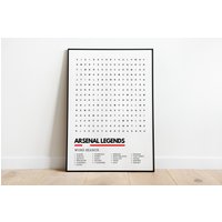 Arsenal Legends Wordsearch Poster Print Team A4 A3 | Mancave Geschenke Bergkamp Henry Anelka Adams Arteta Fabregas Keown Vieira Wenger Dixon von UnderdogSearch