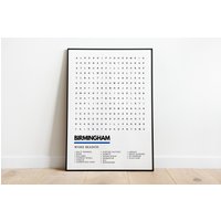 Birmingham West Midlands Wordsearch Style Quality Art Print Poster A4 A3 | Bull Ring, Cadbury World, Kanäle, Peaky Blinders, Edgbaston von UnderdogSearch