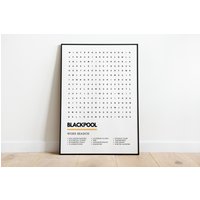 Blackpool Wordsearch Style Quality Art Print Poster A4 A3 | Vergnügen Strandbeleuchtung Pier Turm Ballsaal Tanzen Seasiders Mandarinen von UnderdogSearch