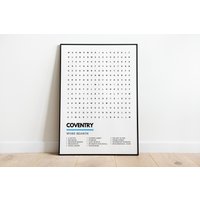 Coventry Print Wordsearch Art Wallart Poster A4 A3 | The Sky Blues City Lady Godiva War Memorial Park Coombe Abtei von UnderdogSearch