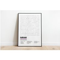 Durham Wordsearch Style Quality Art Print Poster A4 A3 | Kathedrale Regatta Universität Claypath Crossgate Castle River Wear Viadukt von UnderdogSearch