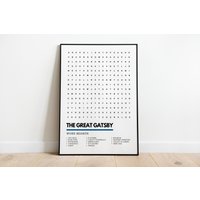 Great Gatsby Poster Buch Film Wordsearch Kunstdruck A4 A3 | Grünes Licht Gänseblümchen West Egg Roaring Zwanziger Jahre Eichelhäher Art Deco von UnderdogSearch