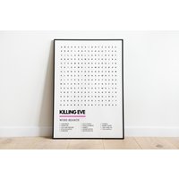 Killing Eve Poster Wordsearch Kunstdruck A4 A3 | Villanelle Polastri von UnderdogSearch