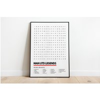 Manchester United Legends Wordsearch Poster Print Team Squad A4 A3 | Mankave Geschenke Mann Utd Beckham Cantona Ferdinand Vidic Solskjaer Keane von UnderdogSearch