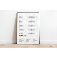 Norfolk Print East Anglia Wordsearch Art Poster A4 A3 | Norwich City Cromer Krabben Sandringham Mustard Canaries Uea von UnderdogSearch